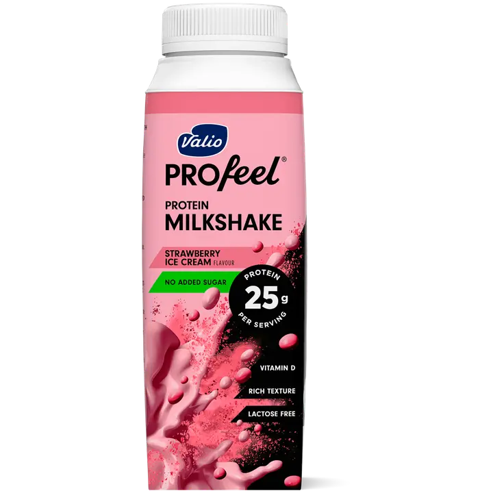 Valio Profeel piimaproteiinikokteil maasikajäätise maitseline, 250 ml