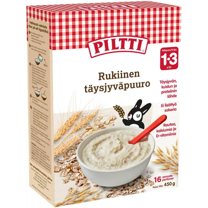Piltti Rukkiga täistera-pudrupulber 1–3a 450g