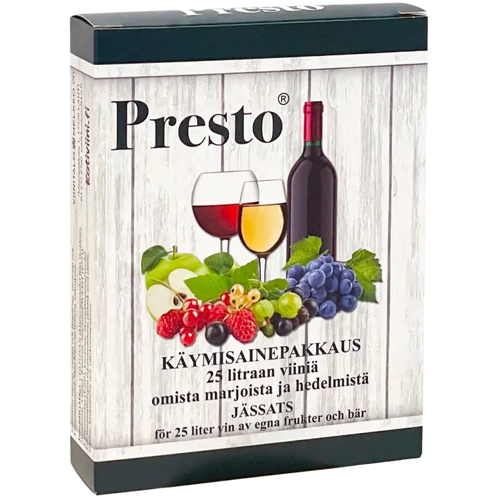PRESTO Käymisaineet 25 l viiniä omista marjoista ja hedelmistä