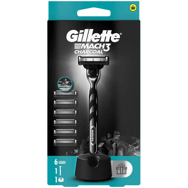 Varuterad Gillette Mach3 Charcoal 3-teraline 6tk+käepide