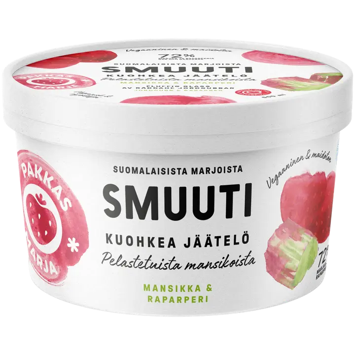 Pakkasmarja Smuuti hävikkijäätelö Mansikka & raparperi 500ml/200g