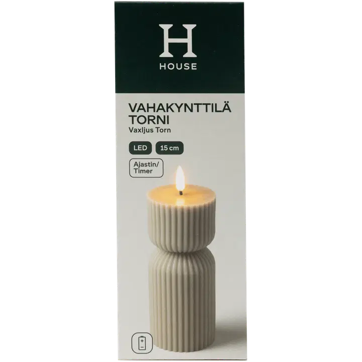 House Led-vahakynttilä Torni 15 cm ruskea