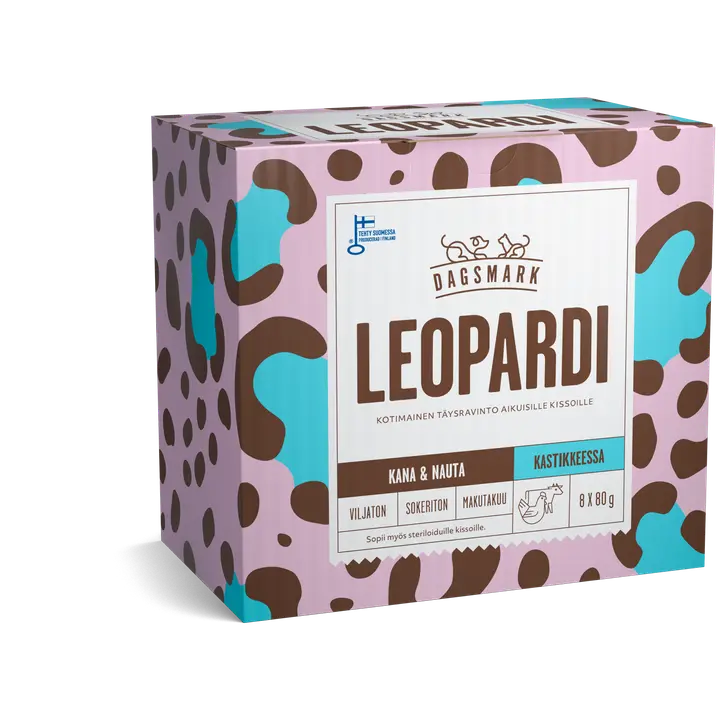 Dagsmark LEOPARDI kotimainen kissan täysravinto kanaa ja nautaa kastikkeessa 8 x 80 g