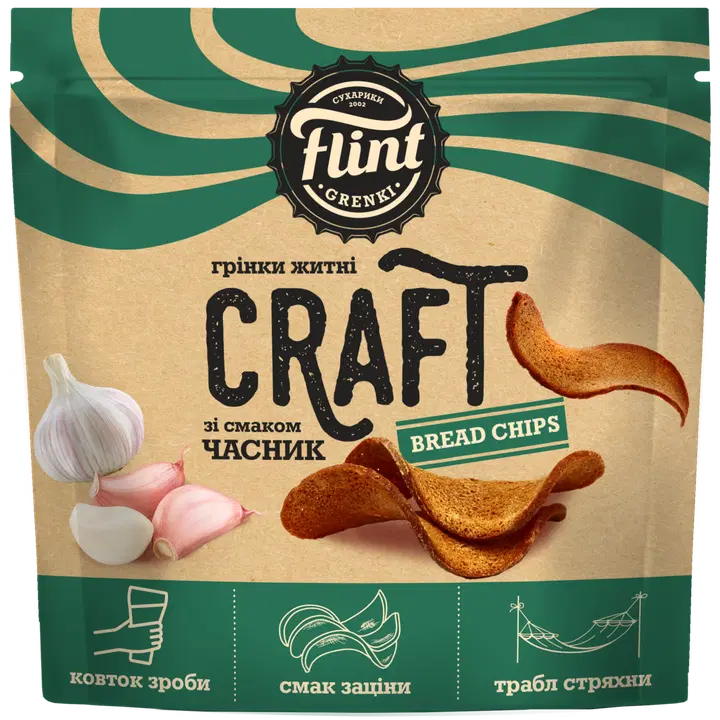 Flint Craft Grenki küüslaugumaitselised lainelised leivakesed 80g