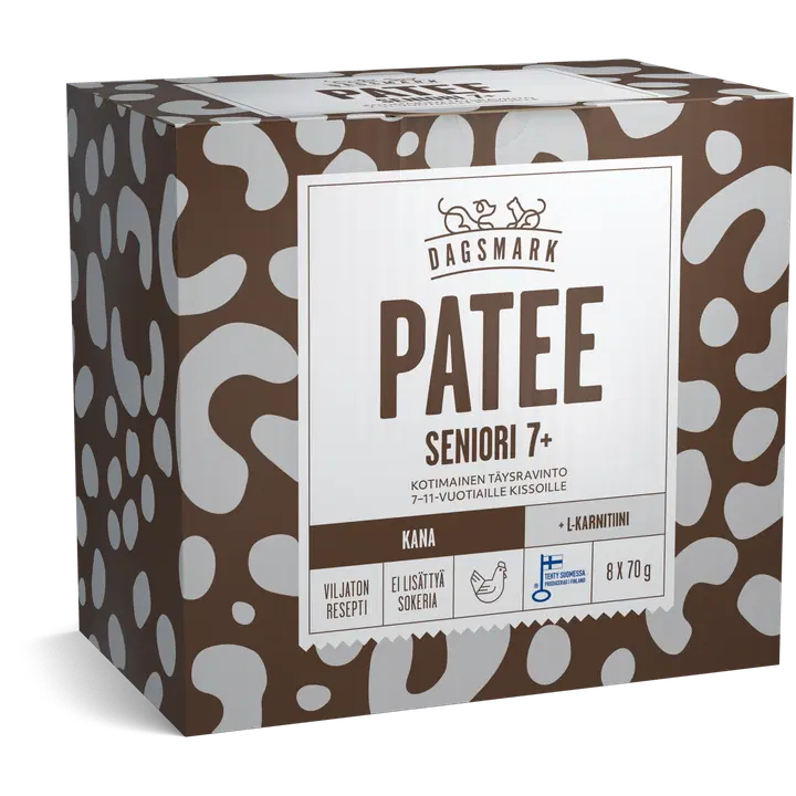 Dagsmark PATEE seniori 7+ kana, täysravinto 7+ vuotiaille seniorikissoille 8 x 70 g