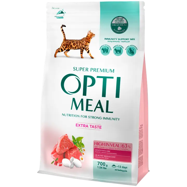 OPTIMEAL kuivtoit täiskasv. Kassile veiselihaga 0.7kg