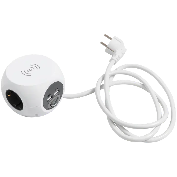 Airam Cube 3-os. kytkin WC 4USB 3m 2 X USB-A 2 X USB-C langaton lataus
