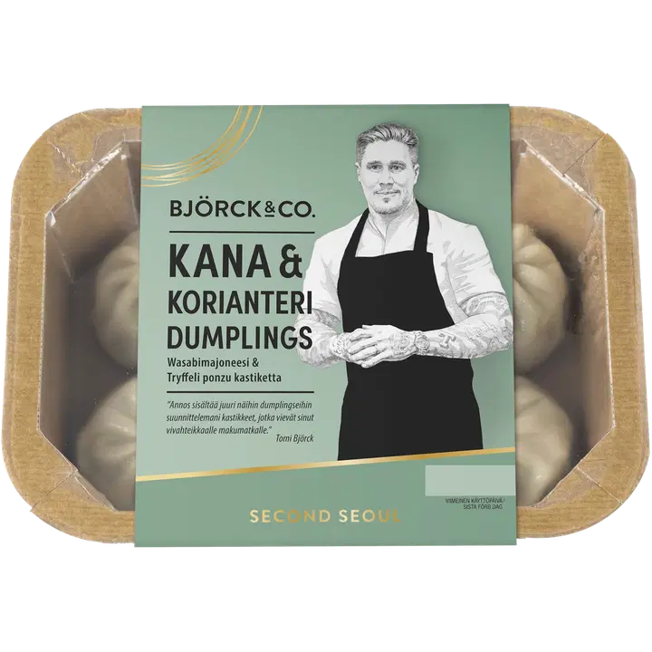 Björck&Co  Kana Korianteri dumplings Wasabi-majoneesi ja Tryffeli-wasabi-ponzu - kastikkeella 200 g