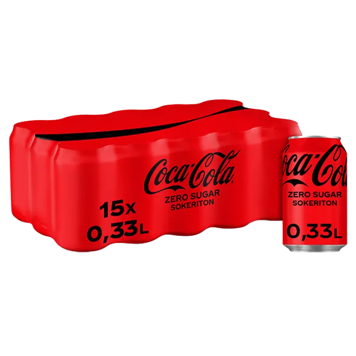 15-pack Coca-Cola Zero Sokeriton virvoitusjuoma tölkki 0,33 L