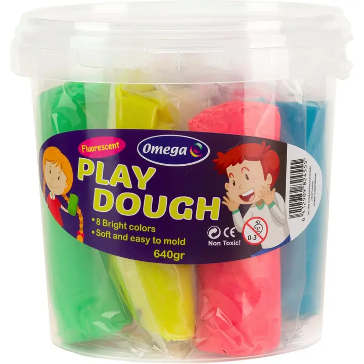 Omega muovailuvahasanko 8 x 80 g, neonvärit