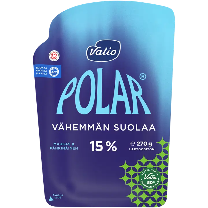 Valio Polar® Vähemmän suolaa 15 % e270 g viipale ValSa®