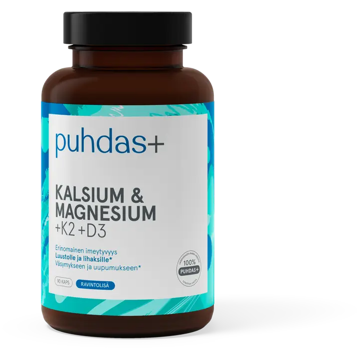Puhdas+ Kalsium & Magnesium +K2+D3 90 kaps