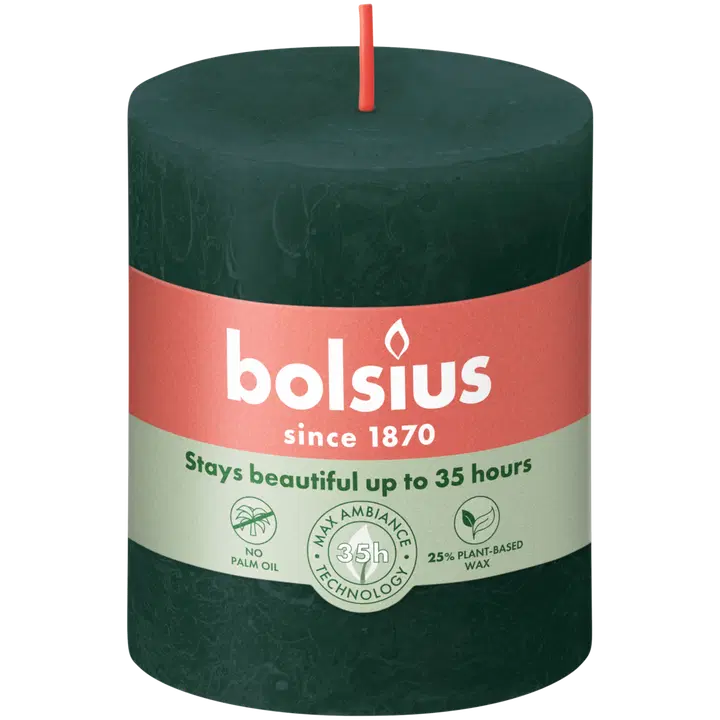 Bolsius – rustiikkinen pöytäkynttilä – Vihreä – 8 cm