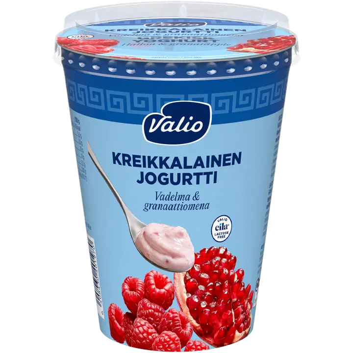 Valio kreikkalainen jogurtti vadelma-granaattiomena laktoositon 400 g