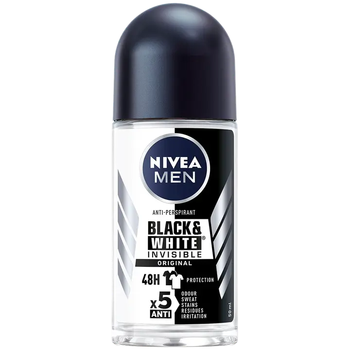 NIVEA MEN 50ml Black & White Invisible Original Deo Roll-on -antiperspirantti
