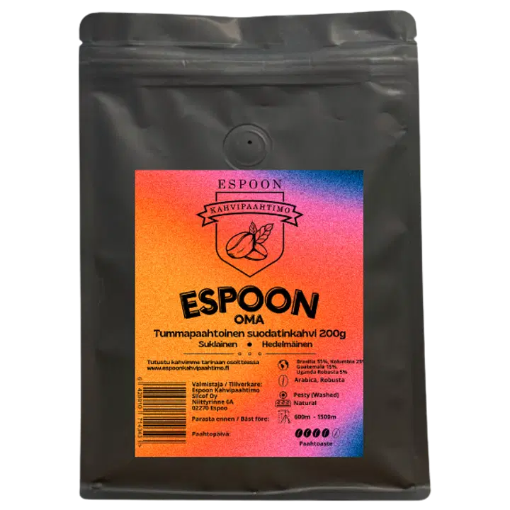 Espoon Kahvipaahtimo Oma Kahvi tummapaahtoinen suodatinkahvi 200 g