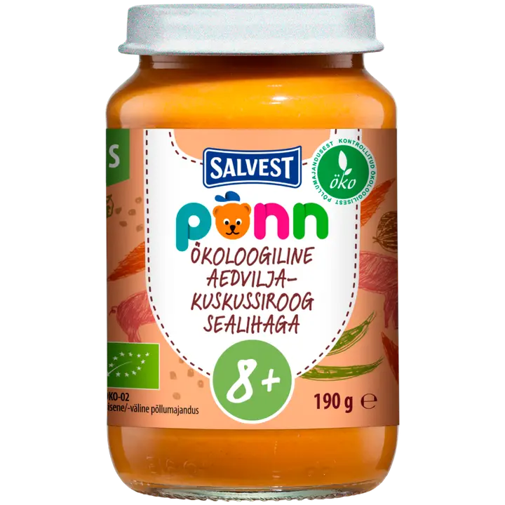 Põnn öko aedvilja-kuskussiroog sealihaga 190g alates 8-elukuust