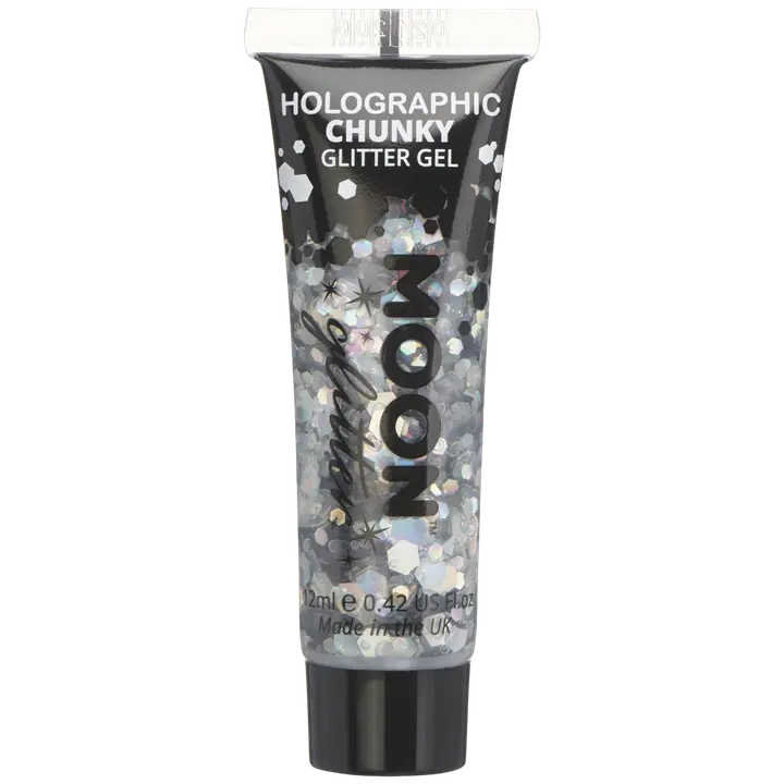 Moon Holografinen hopea glittergeeli suuri kimalle 12 ml