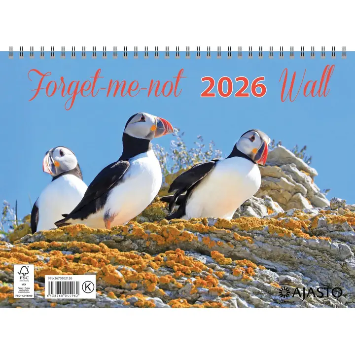 Ajasto seinäkalenteri Forget-me-not-wall