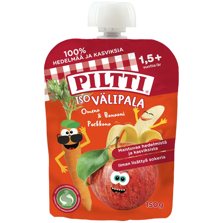 Piltti 150g Iso välipala Omena-banaani-porkkana 1,5+v annospussi
