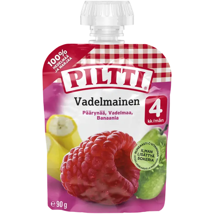 Piltti 90g Vadelmainen hedelmäsose 4kk annospussi