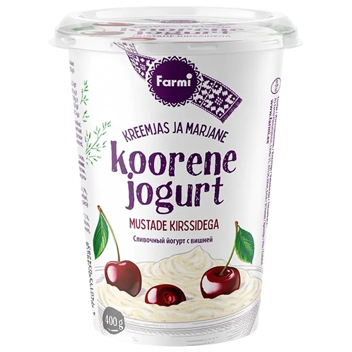 Farmi Koorene jogurt mustade kirssidega, 400 g