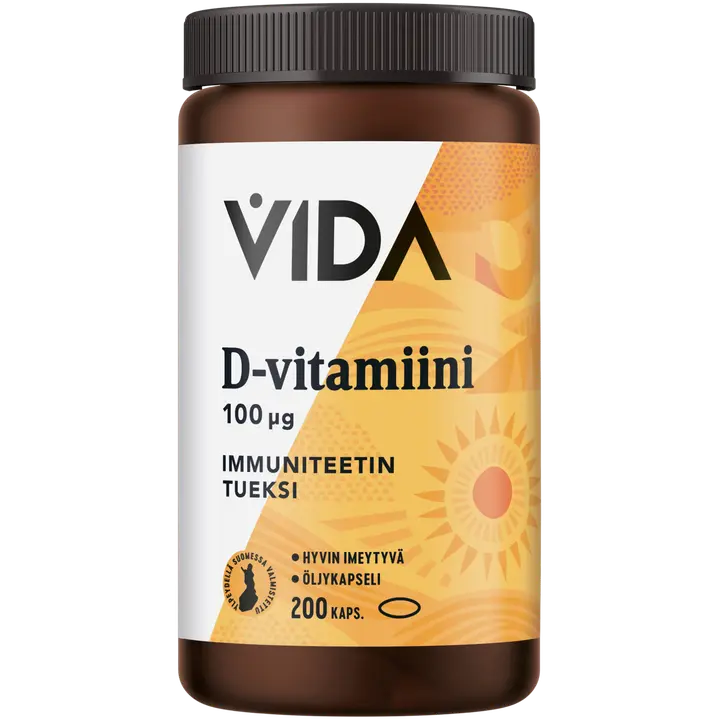 Vida D-vitamiinivalmiste D-vitamiini 100 µg 200 kapselia / 79 g
