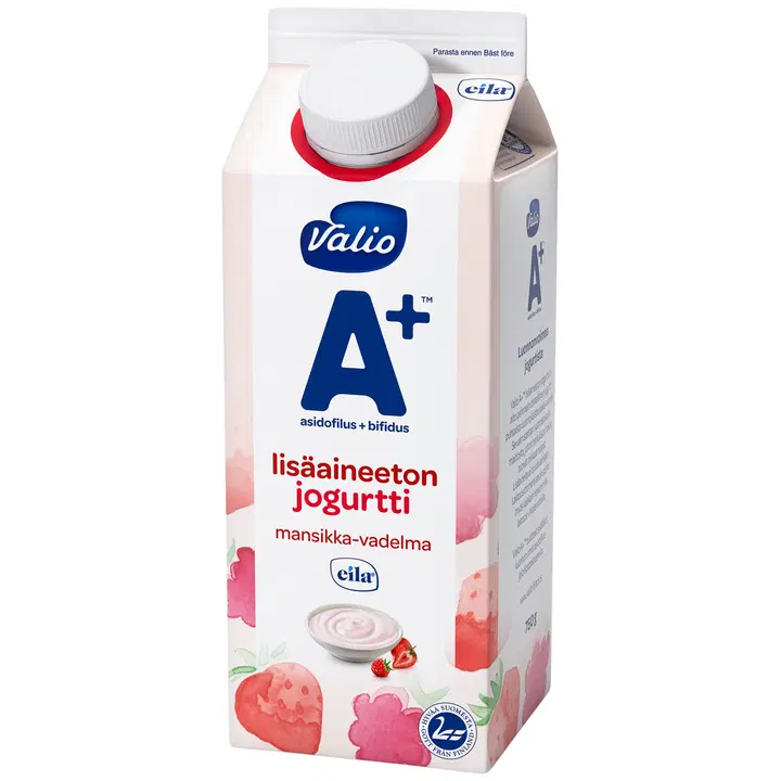 Valio A+™ lisäaineeton jogurtti 750 g mansikka-vadelma laktoositon