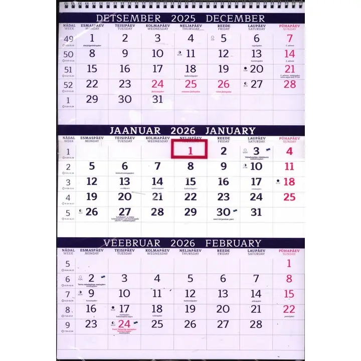 Autori Trio kalender 2026 (Kaupo Kalda)