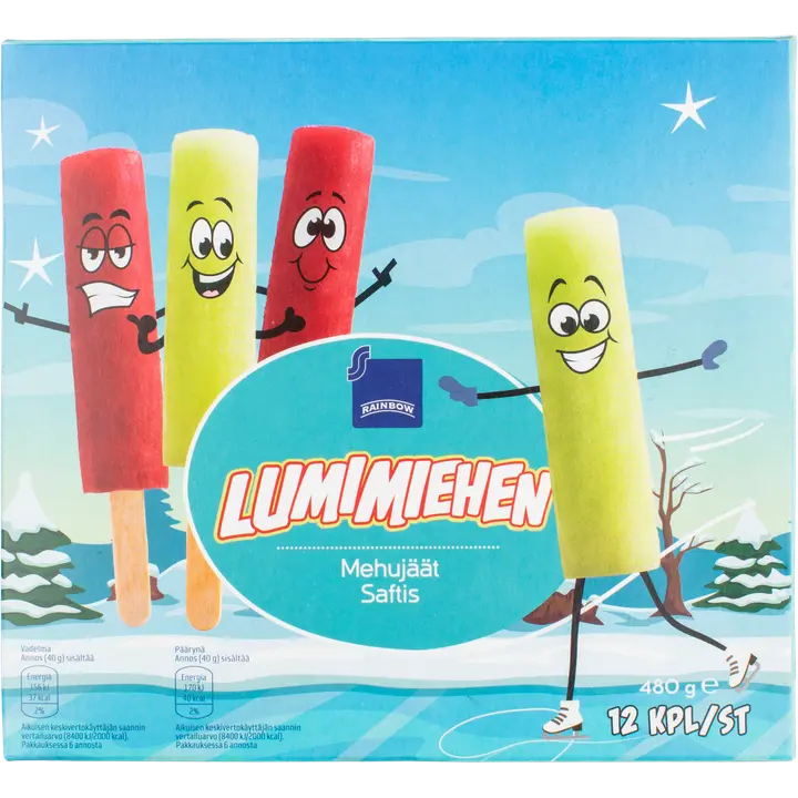 Rainbow 480g lumimiehen mehujäät 12kpl
