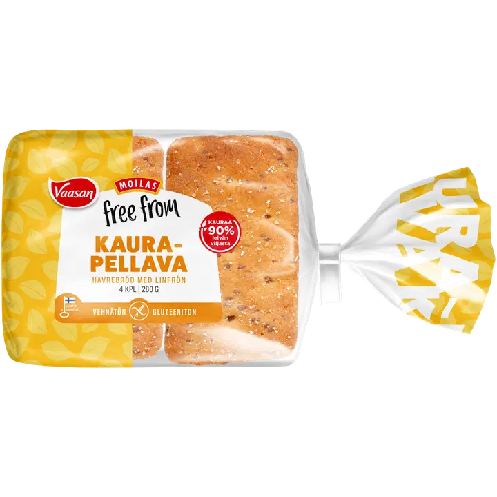 Vaasan Moilas Free From gluteeniton Kaura-pellava 280g 4 kpl  kaura-pellavaleipä