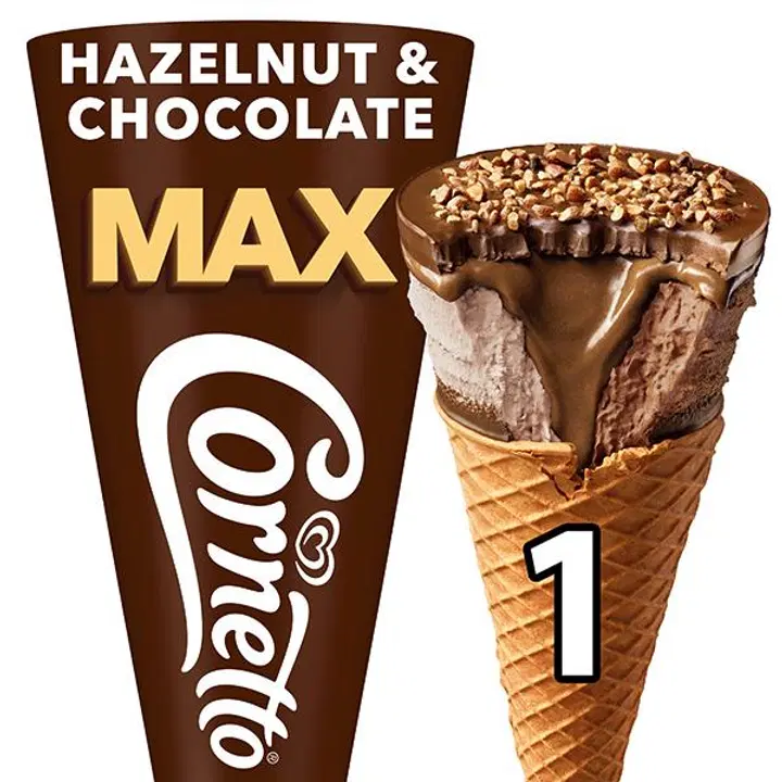Cornetto Suklaa & Hasselpähkinä Jäätelötuutti 115ml/82g