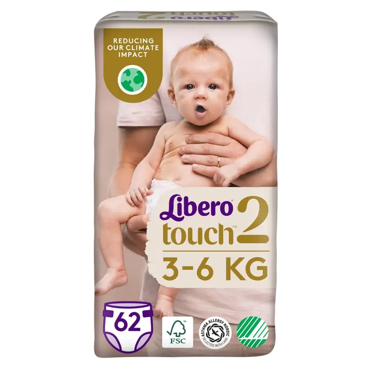 LIBERO Touch teippivaippa koko 2, 62kpl, 3-6 kg