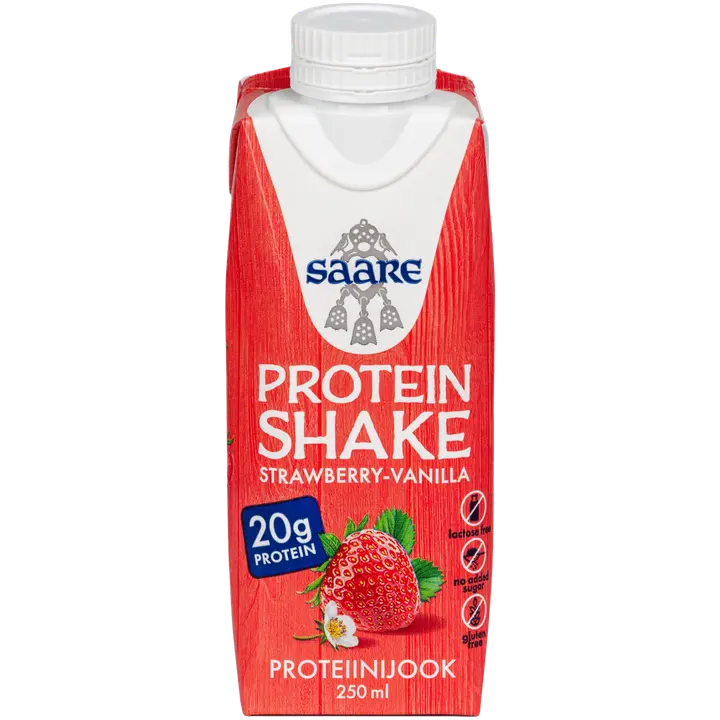 Saare maasika- ja vanillimaitseline proteiinijook magusainetega, 250 ml