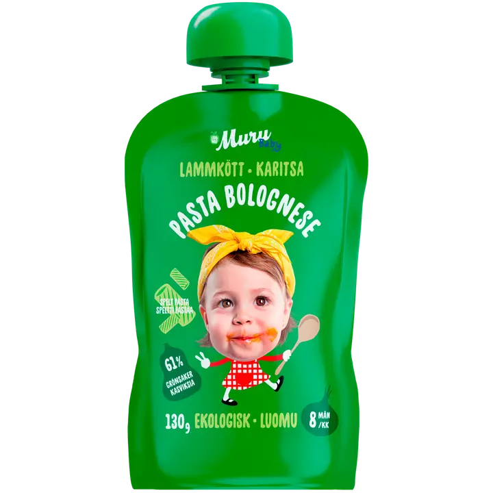 Muru Baby Pasta Bolognese karitsa alkaen 8 kk luomulastenateria 130 g