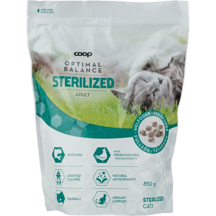 Coop Optimal steriloidun kissan kuivaruoka 850g