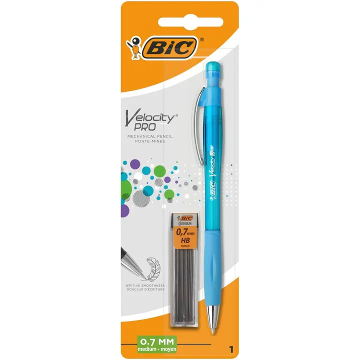 BIC Velocity Pro lyijytäytekynä 0,7 + täyttölyijyt 12kpl lajitelma