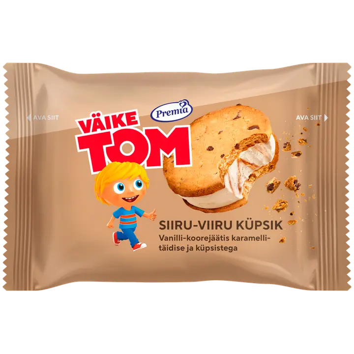 Väike Tom Siiru-viiru küpsik vanilli-koorejäätis karamellitäidisega 80g/140ml