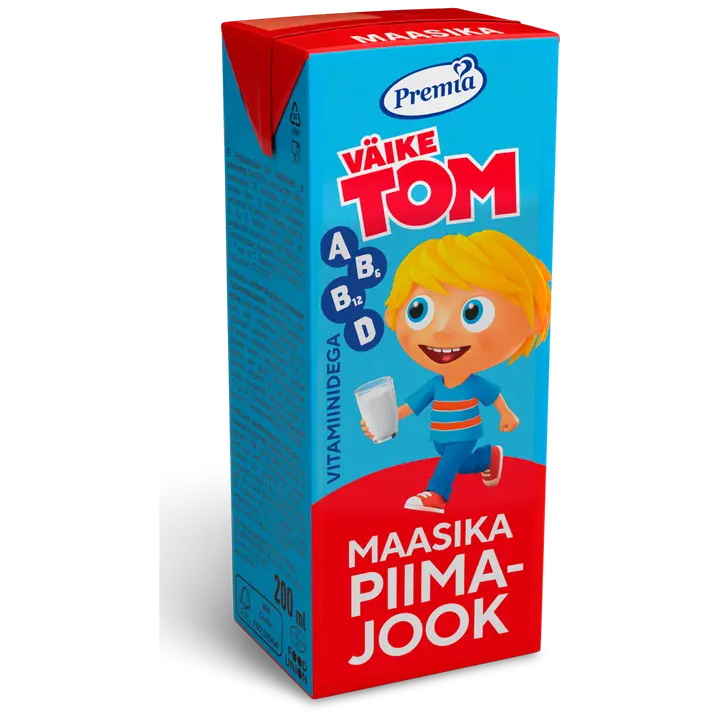 Väike Tom kõrgkuumutatud piimjook maasikalisandi ja vitamiinidega, 200 ml
