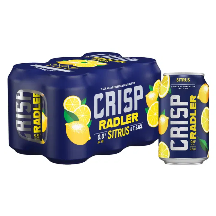 6-pack Crisp Radler Sitrus alkoholiton olut 0% tölkki 0,33L