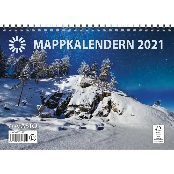 Ajasto mappkalendern seinäkalenteri