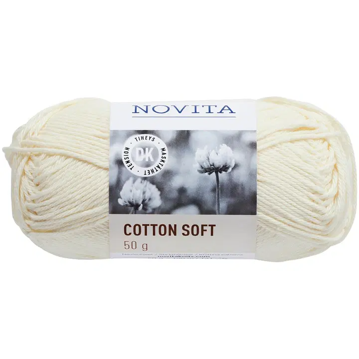 Novita Cotton Soft 50g luonnonvalkoinen 010