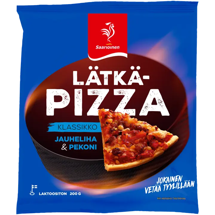 Saarioinen Lätkäpizza, jauheliha-pekonipizza 200g