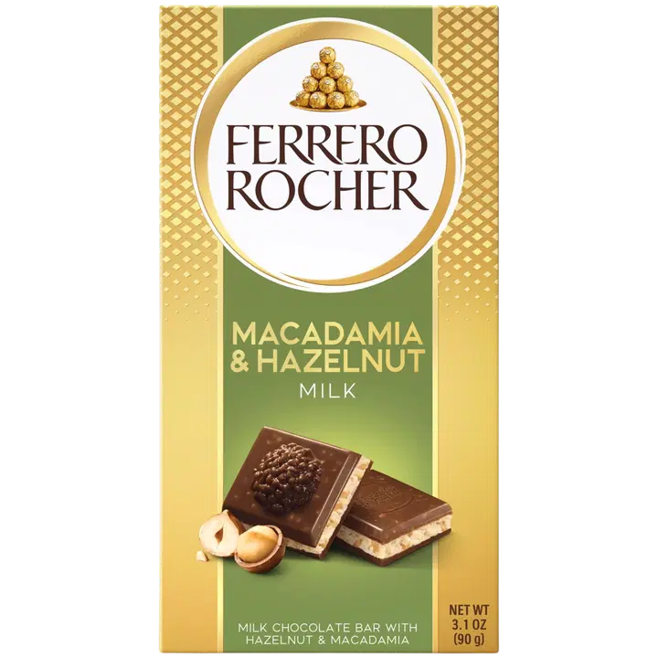 Ferrero Rocher maitosuklaalevy hasselpähkinöillä ja macadamiapähkinöillä 90 g