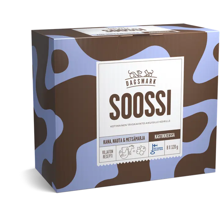 Dagsmark SOOSSI kana, nauta & metsämarja kastikkeessa aikuisille koirille 8 x 120 g