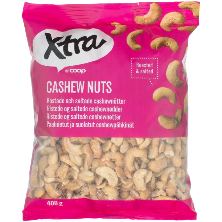 Xtra paahdetut ja suolatut cashewpähkinät 400 g