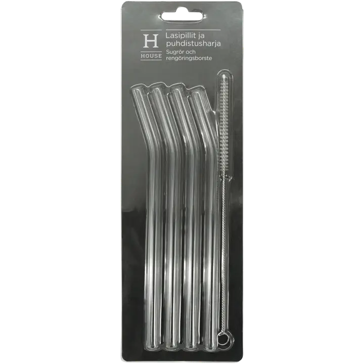 House lasipillit 4 kpl ja puhdistusharja, taitettu