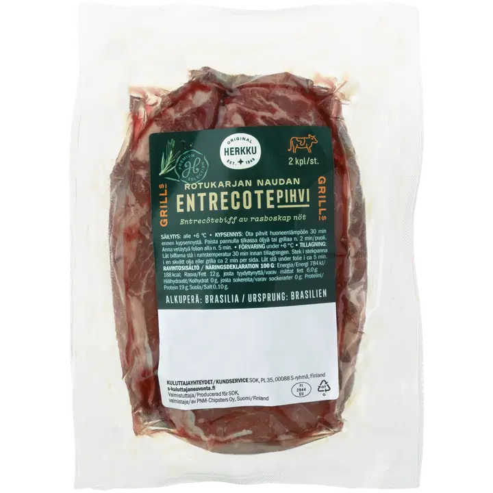 Herkku Rotukarjan naudan entrecotepihvi 2 x n. 200 g tuore