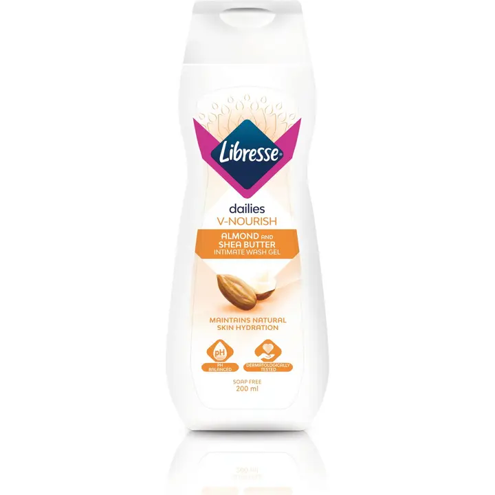 LIBRESSE Intiimipesugeeli V-care, 200ml, sisältää shea-voita ja manteli-uutetta