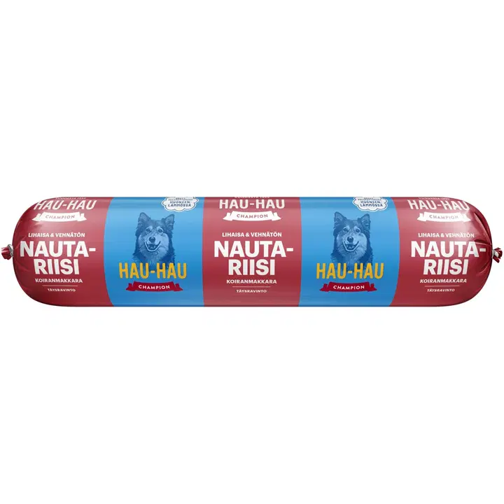Hau-Hau Champion Koiranmakkara nauta-riisi täysravinto 800 g